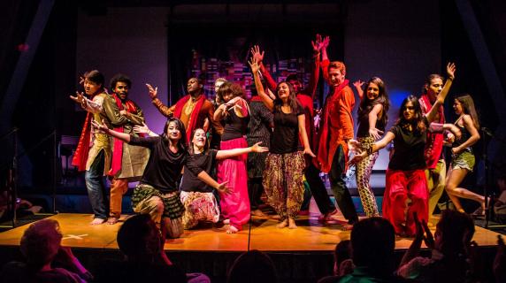 Students at Grinnell after a performance at ISO cultural show