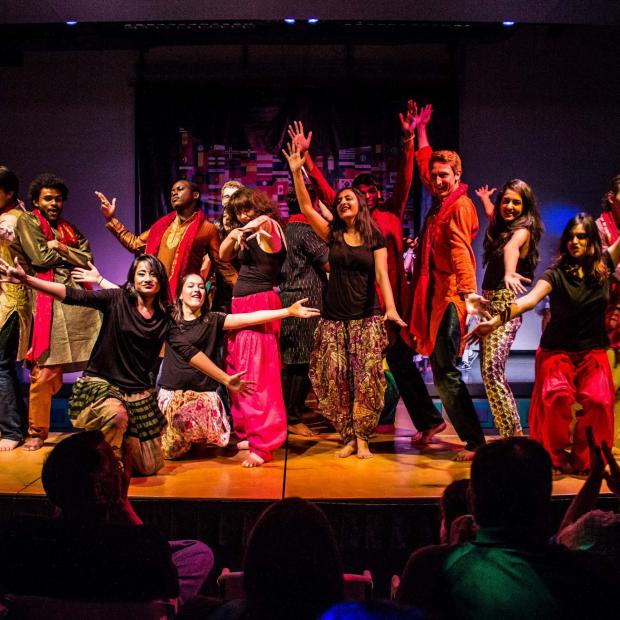 Students at Grinnell after a performance at ISO cultural show