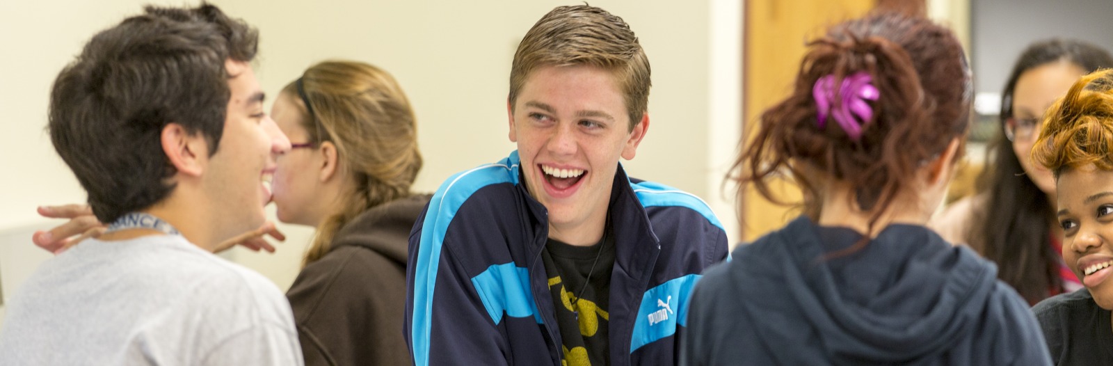Students smiling during a class