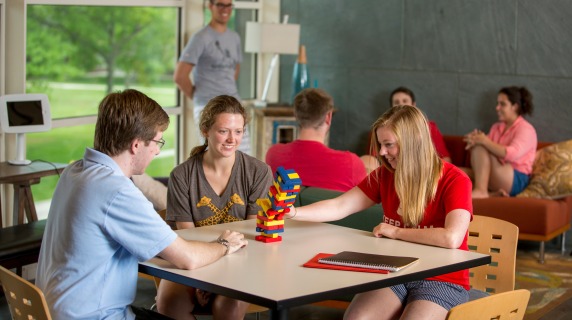 Students sitting together in the wellness center