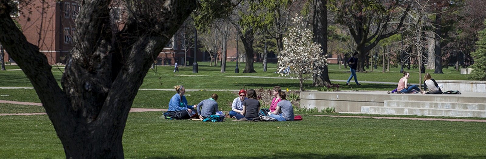 Students enjoy the weather outdoors