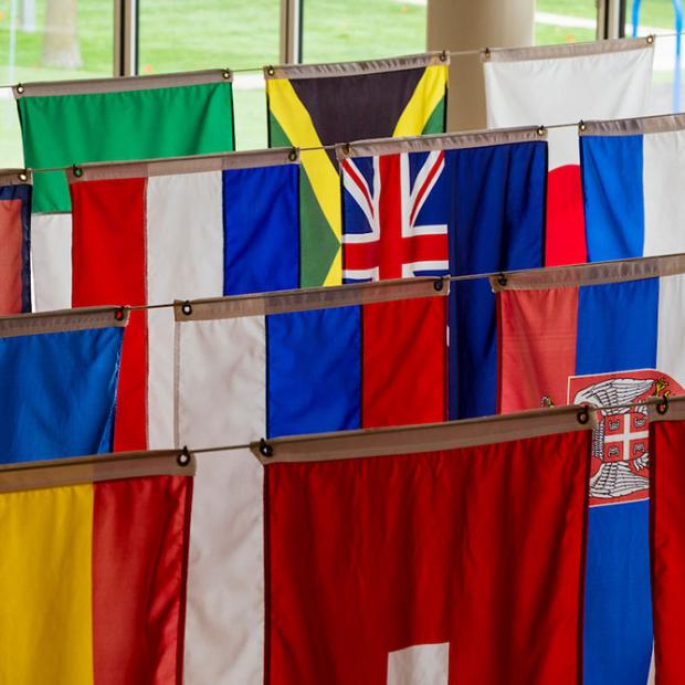 flags hanging in JRC