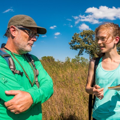 Professor Eckhart and student at CERA