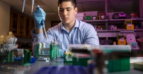 Kevin Gubner working in the lab