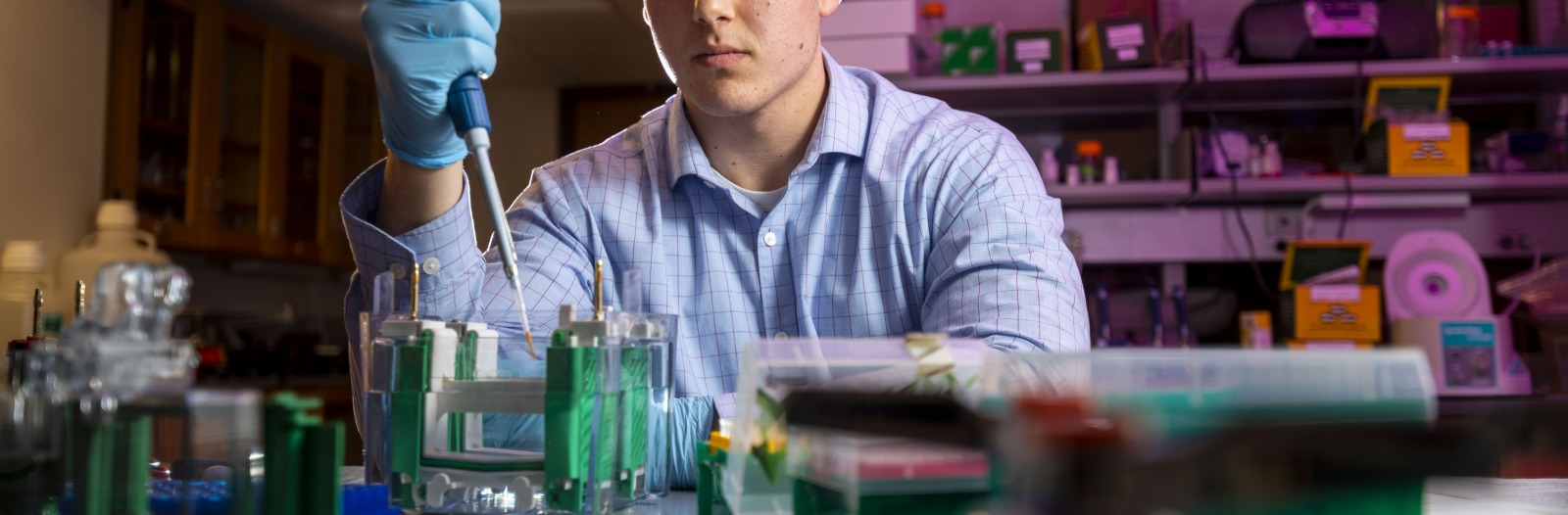 Kevin Gubner working in the lab