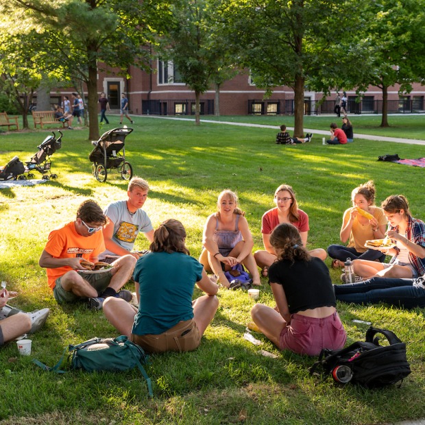 Students at a picnic.