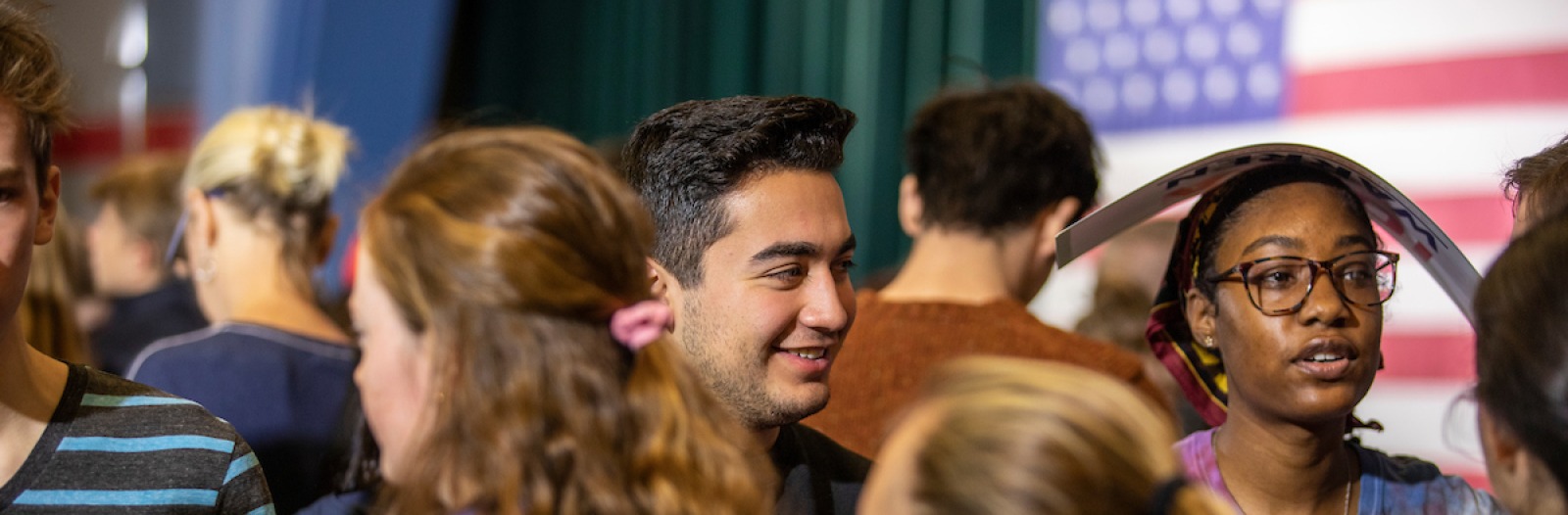 Students at political rally on campus