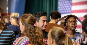 Students at political rally on campus