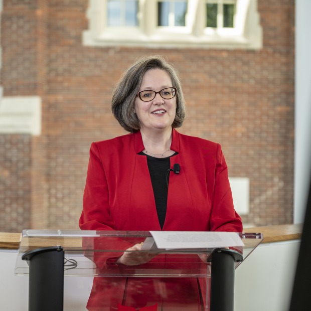 Photo of Anne Harris speaking