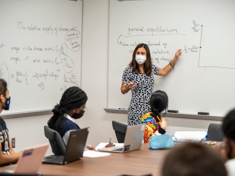 Professor Hale Utar in economics class