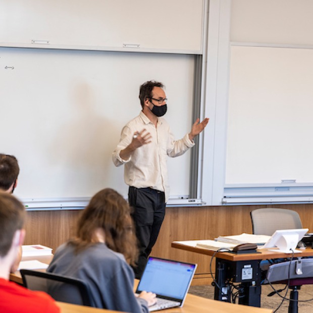 Professor Fennell in classroom