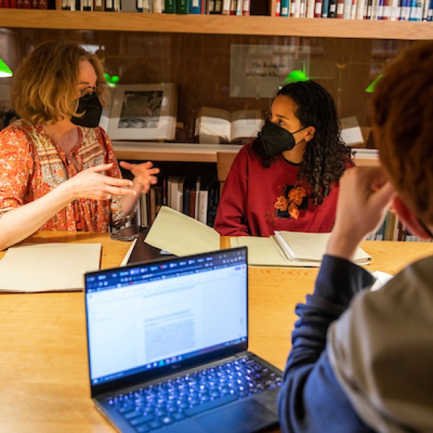 Education class in special collections room