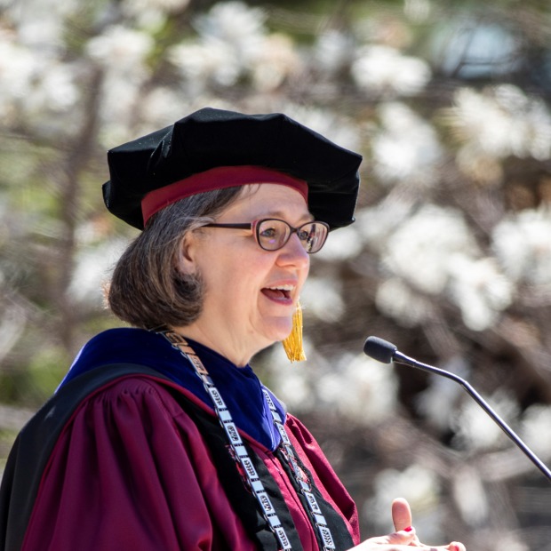 President Anne Hzarris speaking at her inauguration