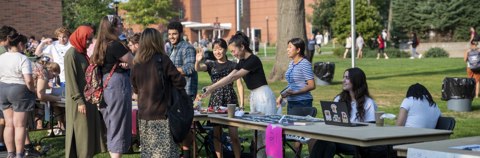 Students at the Student Org Fair on campus 