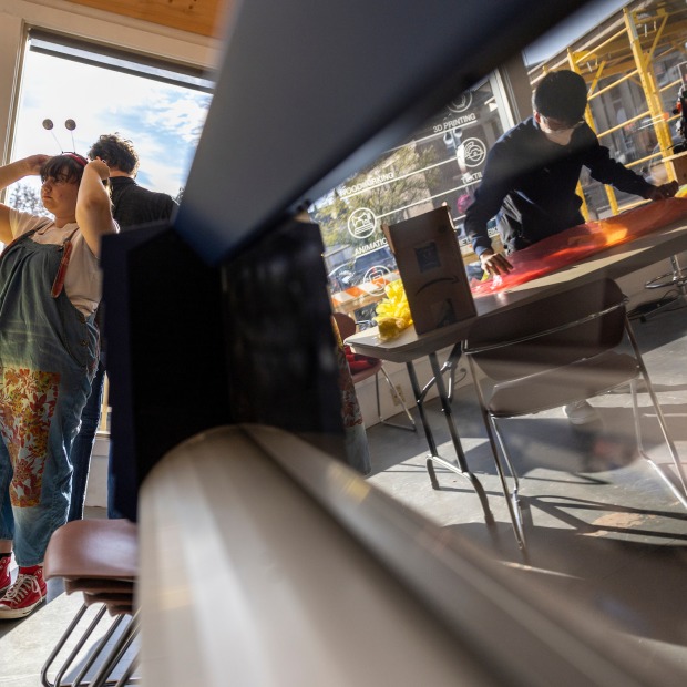 Students working in the Stew Makerspace