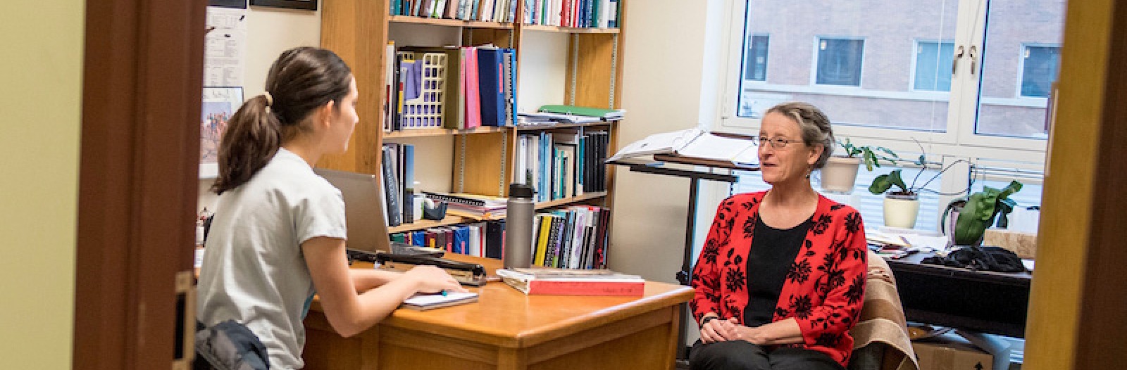 faculty member advising a student