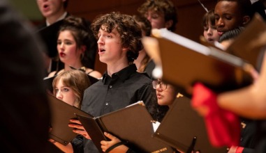 Ben sings with the ensemble known as the Grinnell Singers