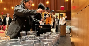 Students line up for bubble tea