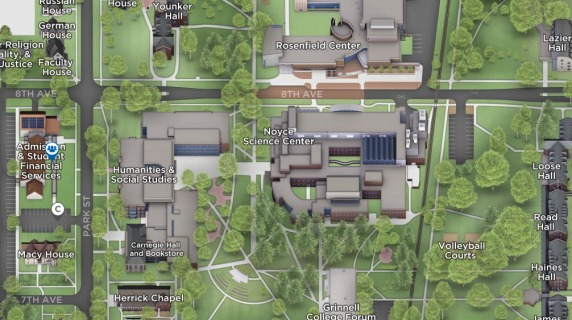 Screen capture of interactive campus map
