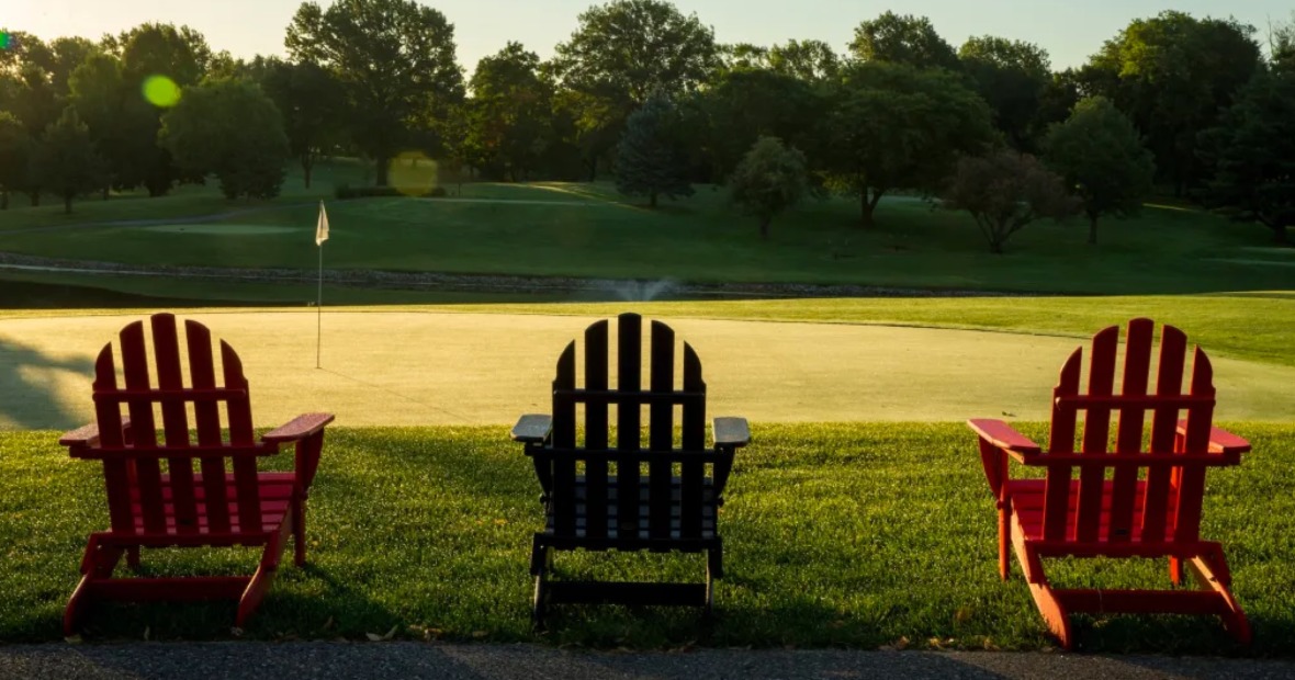 Adirondack chairs on Grinnell College Golf Course