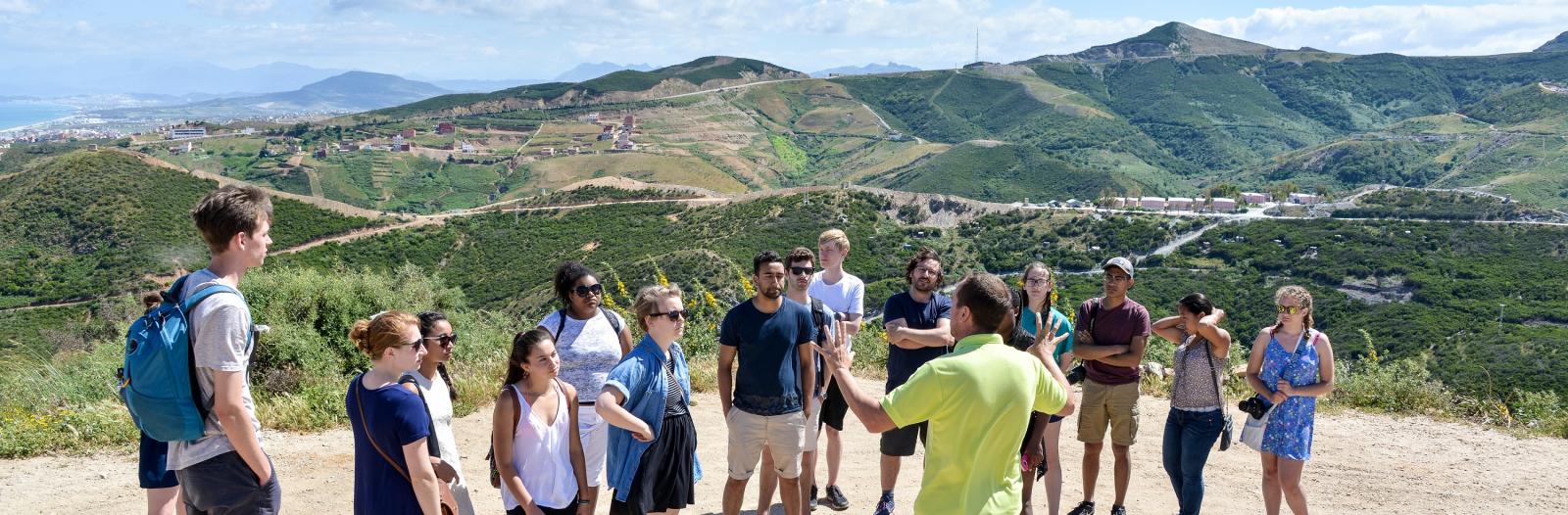 Students and instructor on the border of Morocco