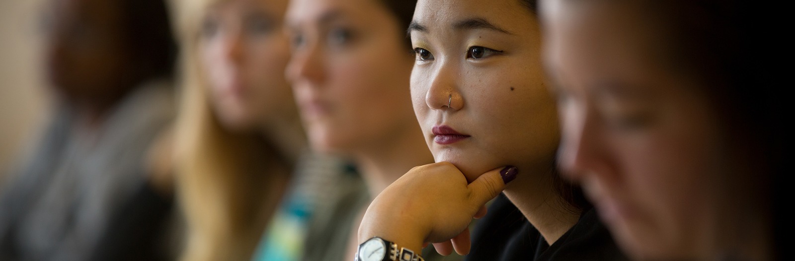 Students in a row in a classroom