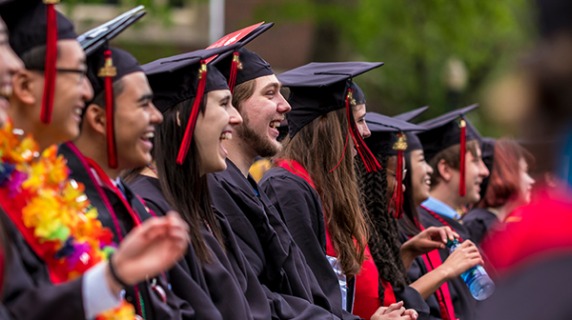 Students celebrating at Commencement 