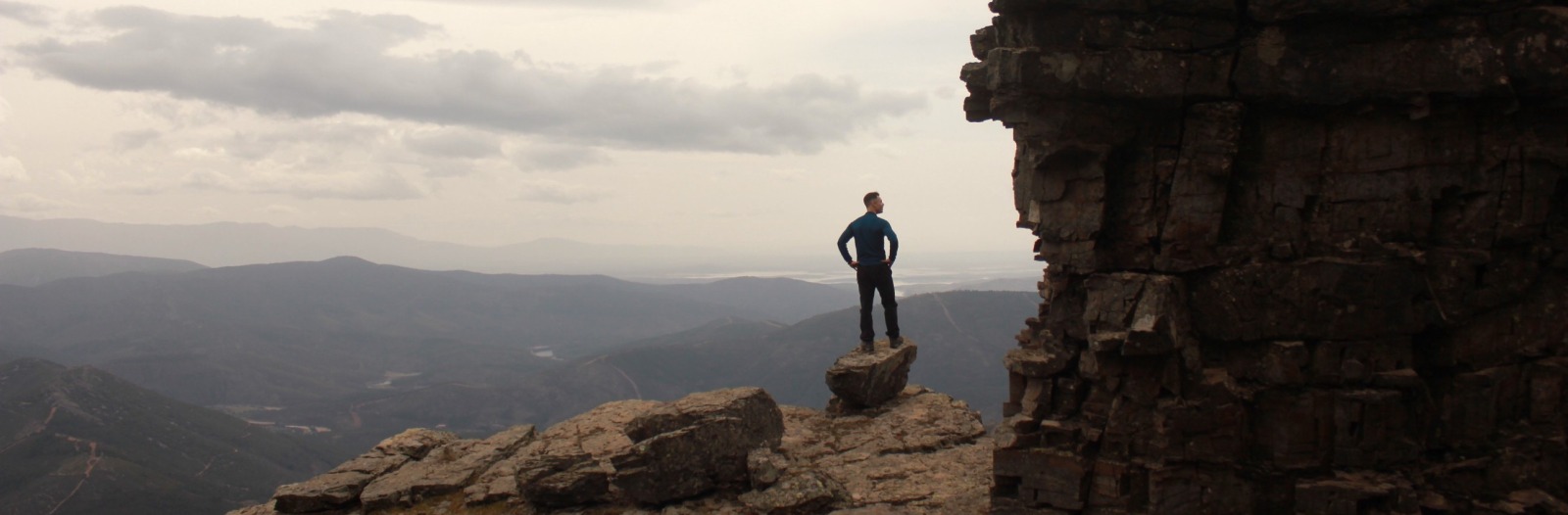 Student looking at mountains