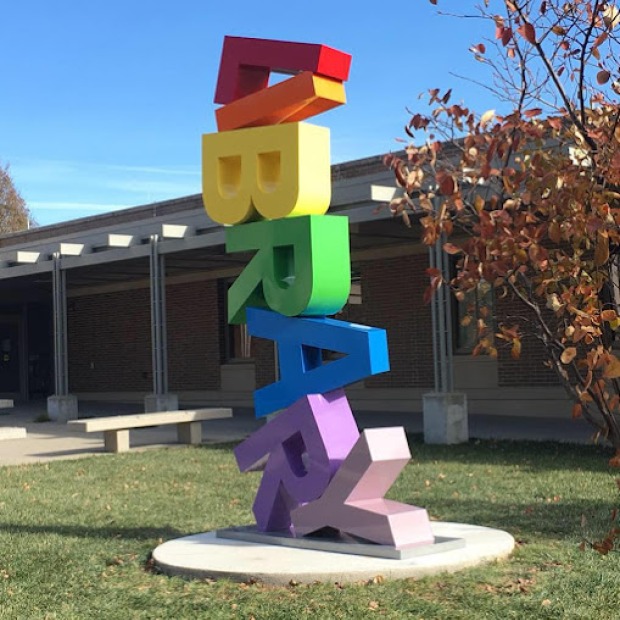 Library art outside of Drake Community Library