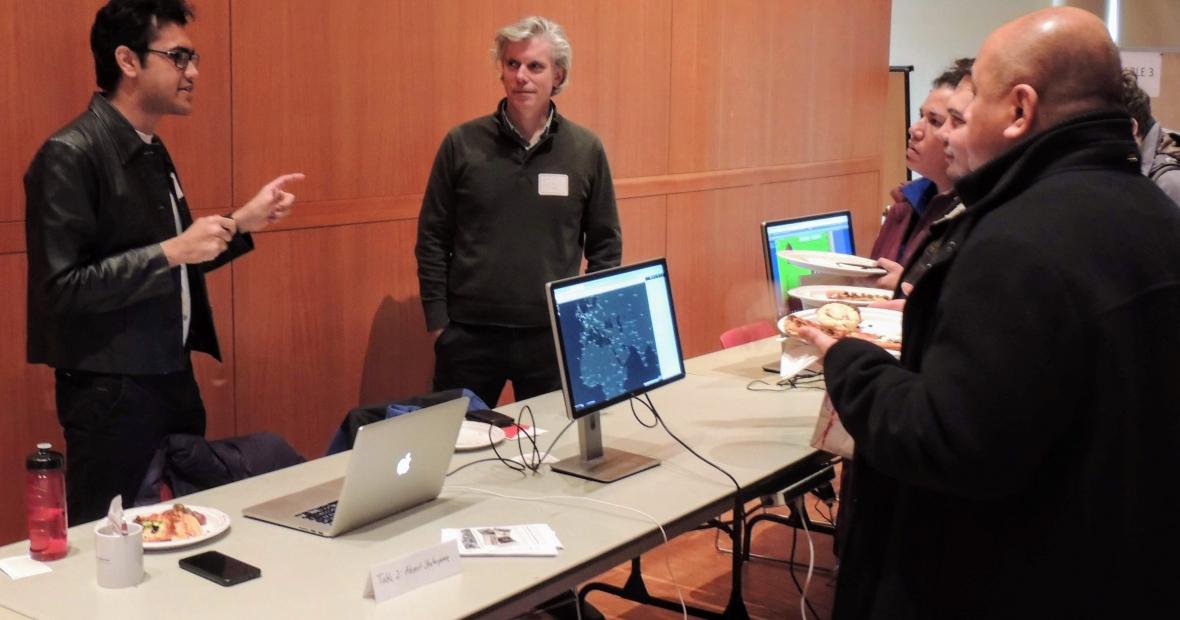 Ahon Goopta ’19 explains features of the Mapping the Absent Shakespeare project