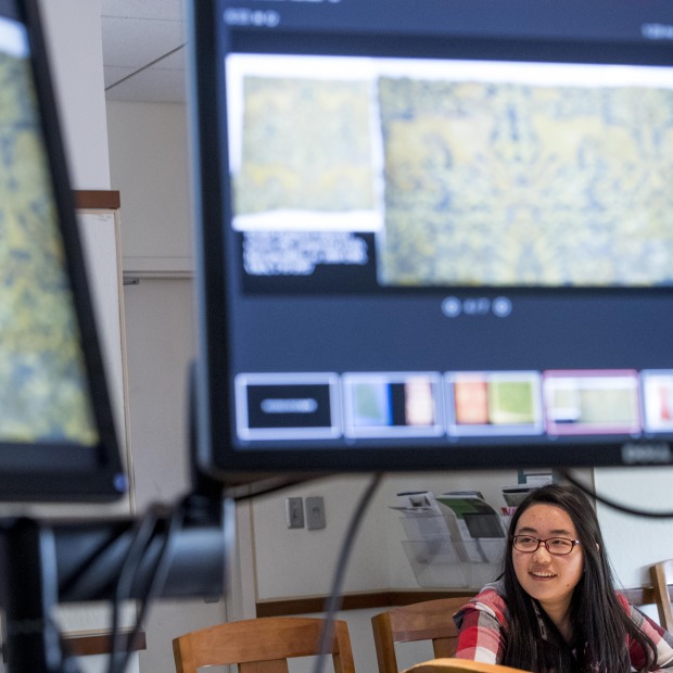 A young woman in a classroom