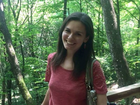 Emily Mesev in a forest