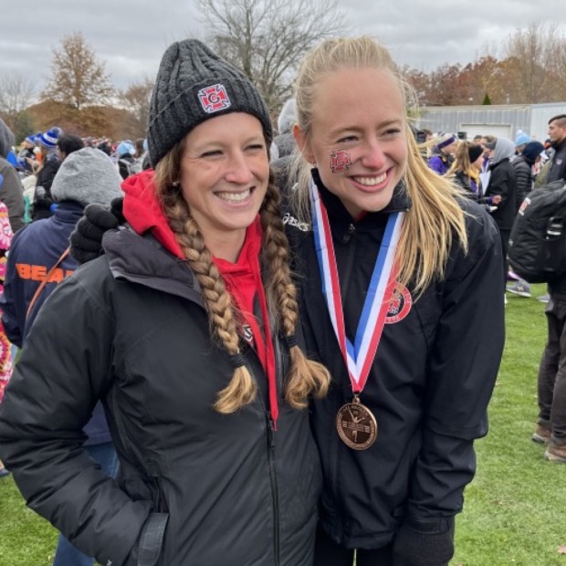 Emma Schaefer with cross country coach Sarah Burnell
