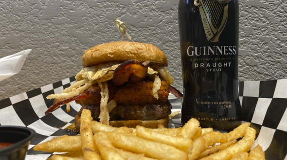 Burger, fries, and drink from Hometown Heroes