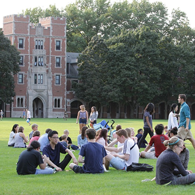 groups of students on mac field