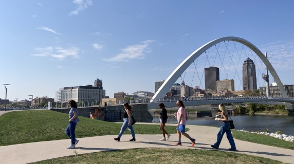 People walking outside in Downtown Des Moines