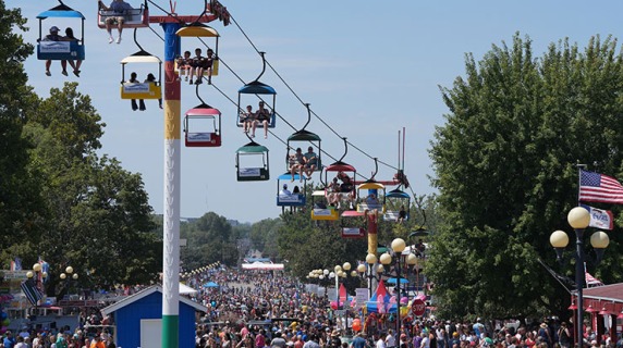 Iowa State Fair crowd and sky lift