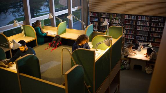 Students studying in Burling Library