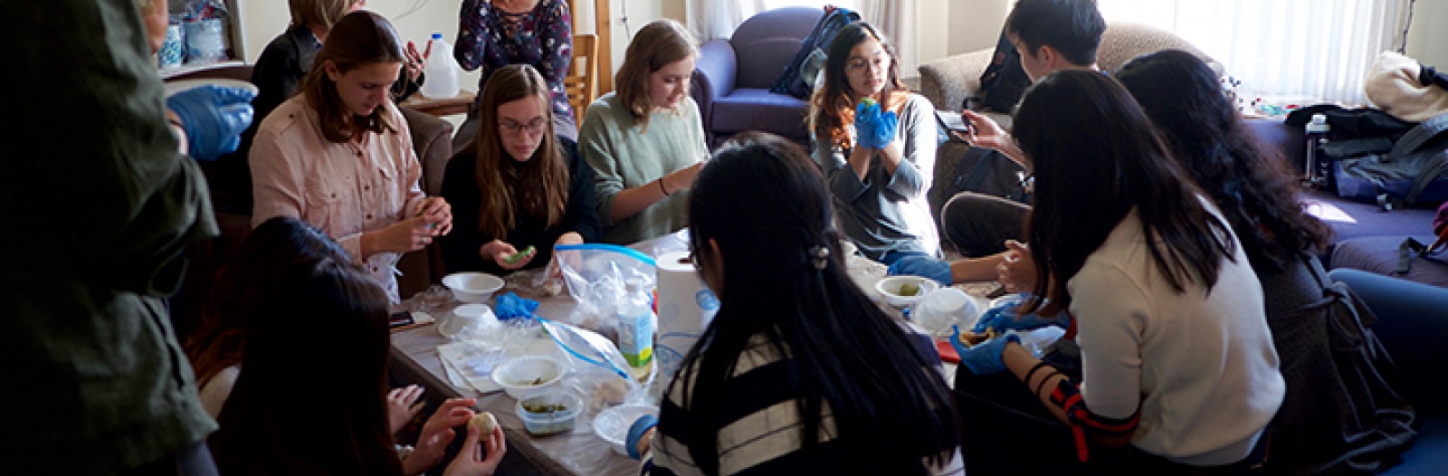 People constructing mooncakes at Chinese House