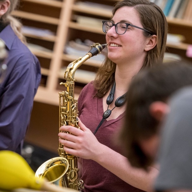 Student with saxophone