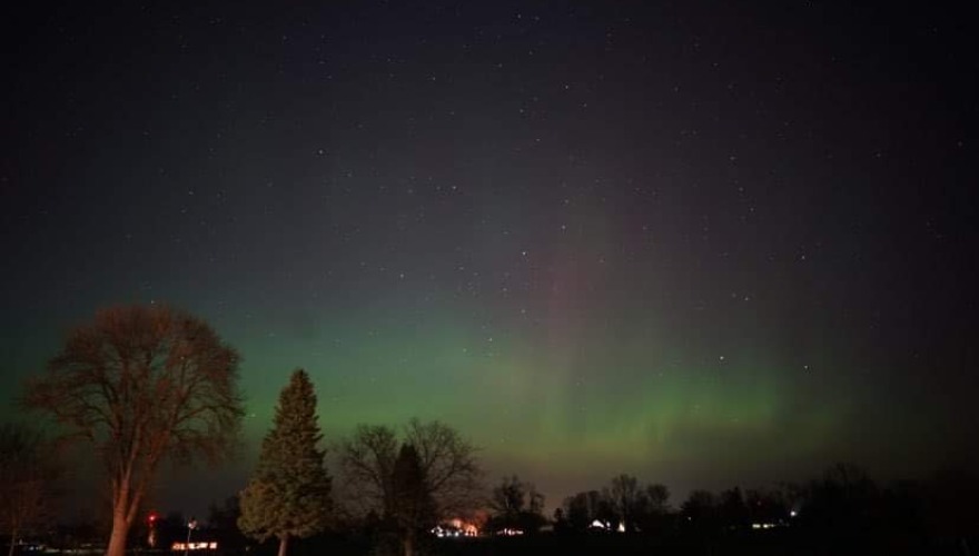 The northern lights over Grinnell Iowa