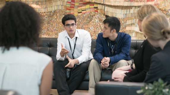 Kirtimay Pendse ’19 at UNAIDS with fellow interns and Panama's first lady