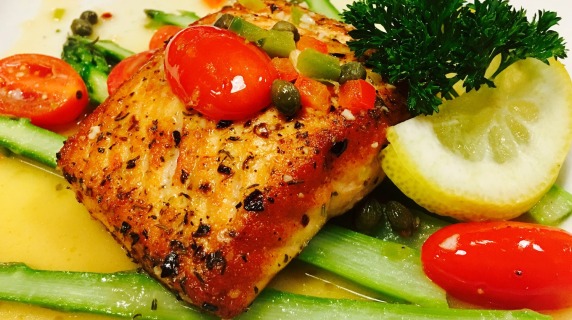 salmon meal at Prairie Canary