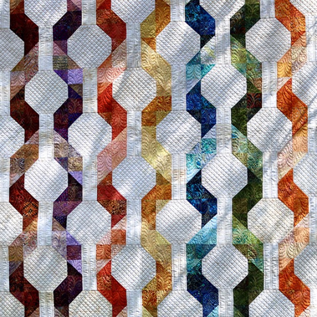 Detail of quilt in Jewel Box Ribbons exhibition