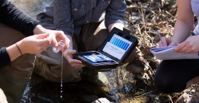 Students taking water samples out at CERA