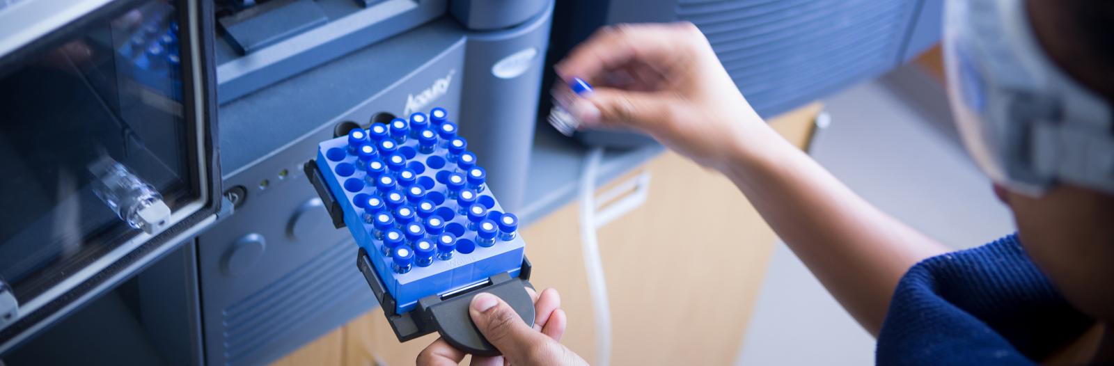 Student working with the spectro tray.