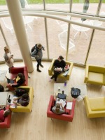 Students sitting in the on-campus Grille.