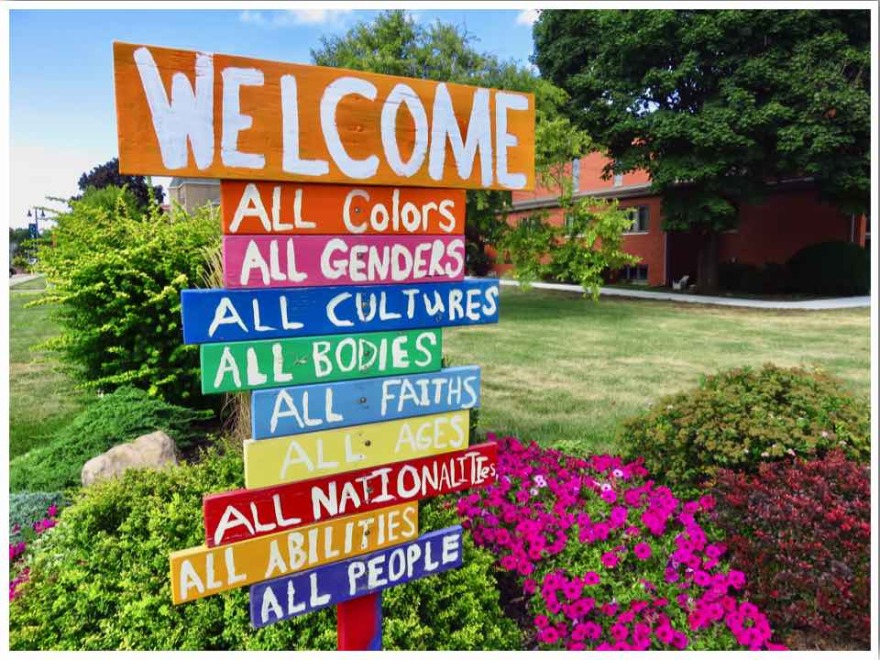 We Welcome Everyone sign