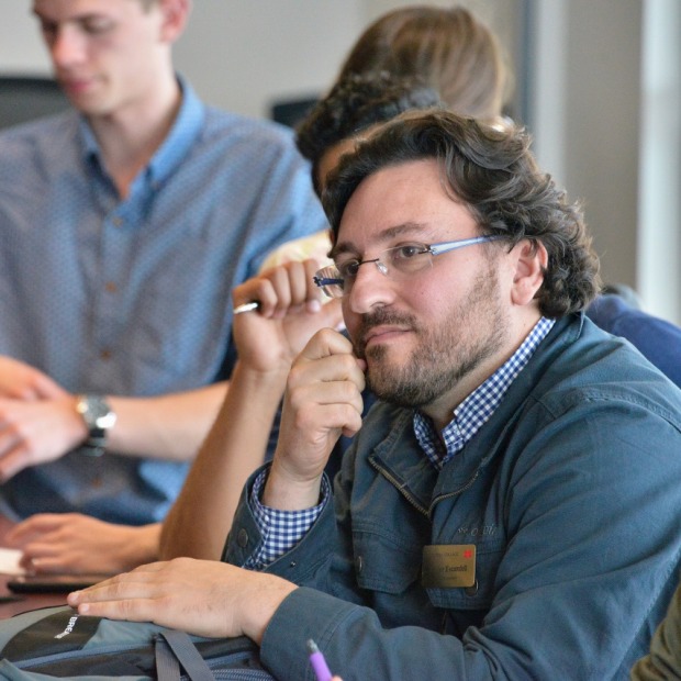 Professor Xavier Escandell at meeting with students