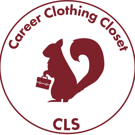 The CLS Career Clothing Closet Logo, a squirrel with a briefcase